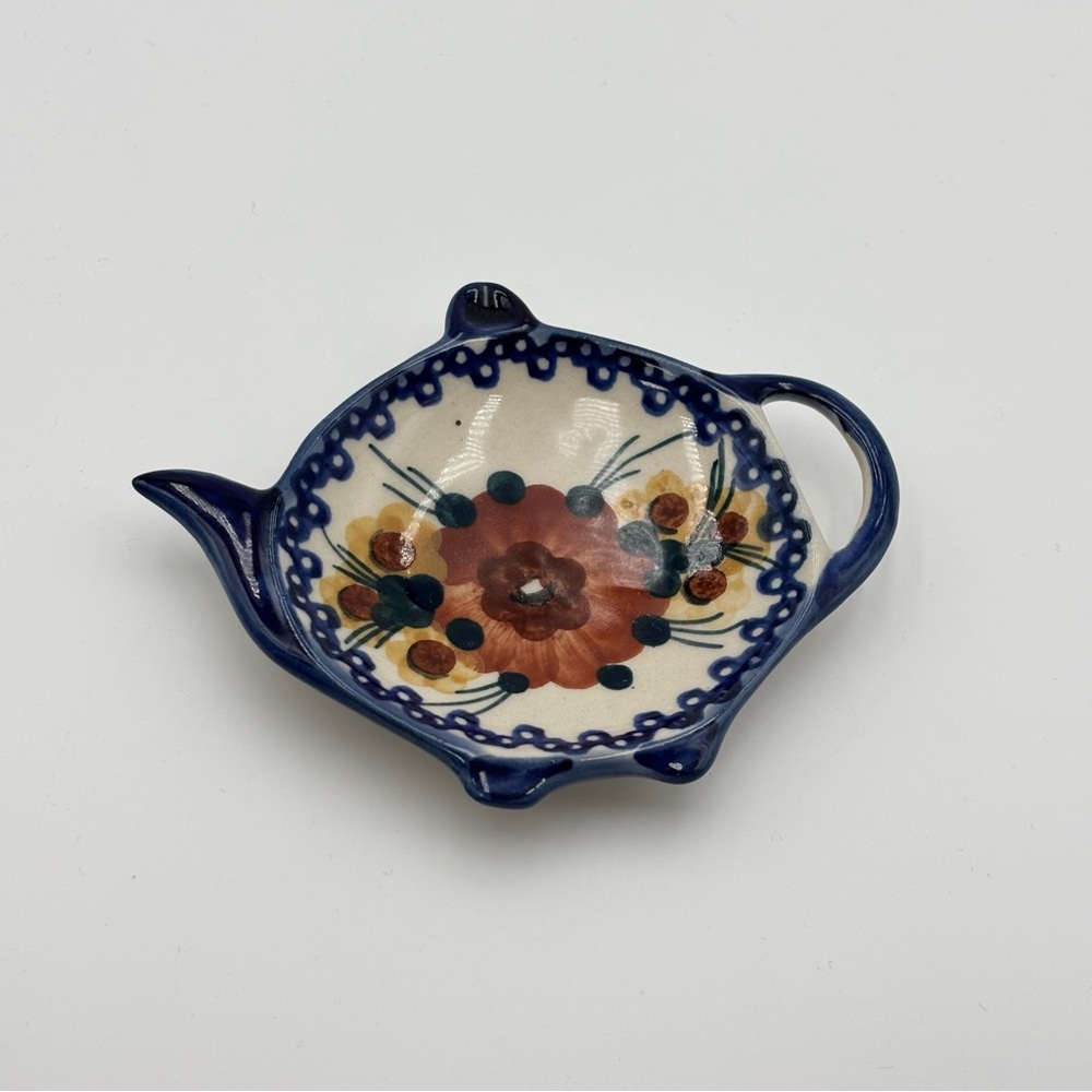 Boleslawiec‎ Unikat Polish Handcrafted Floral Teapot Dish Made in Poland